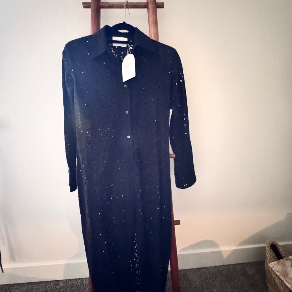Rumer The Label Black Lace Button-Up Shirt Dress